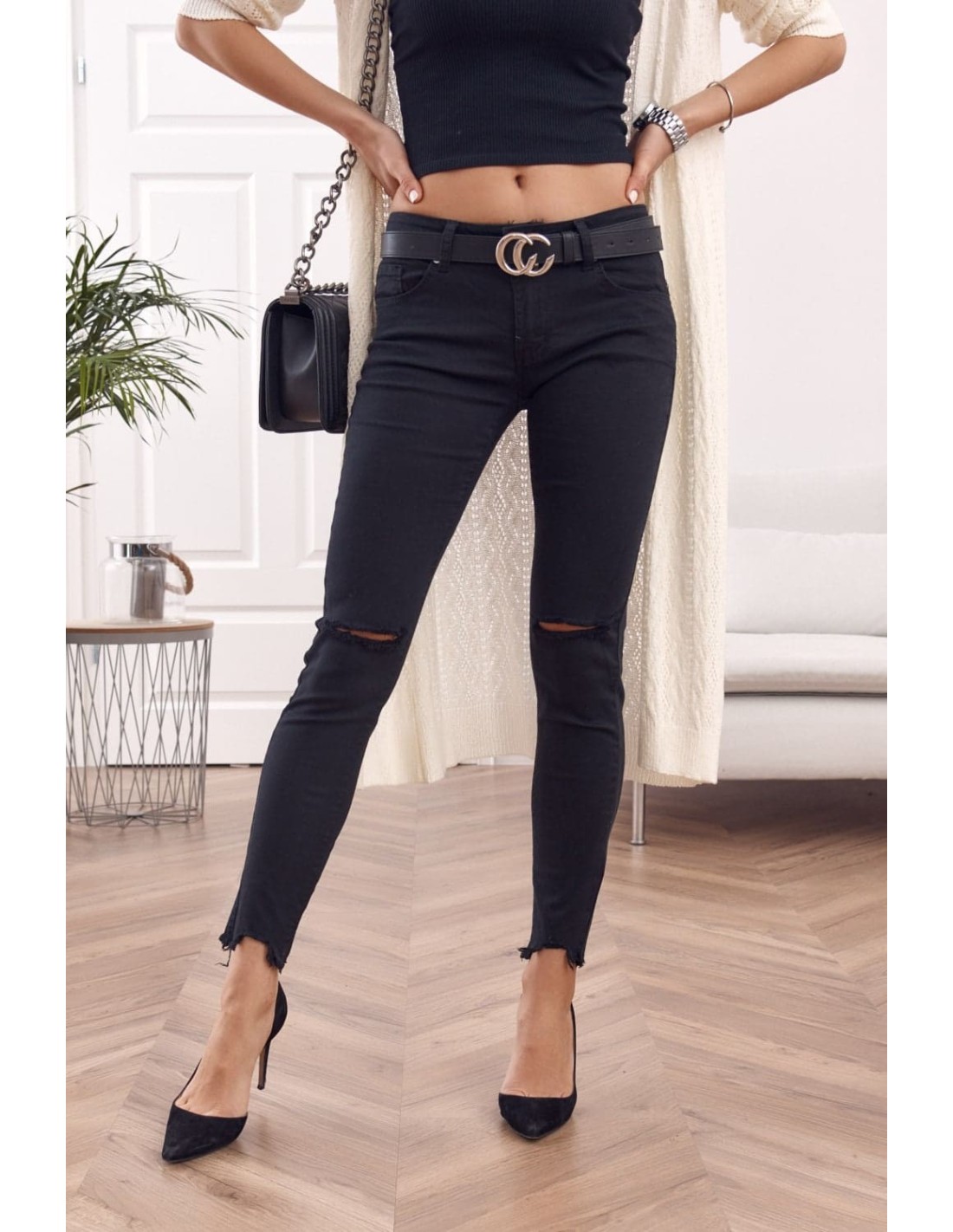 Black fitted denim pants 668 - Online store - Boutique